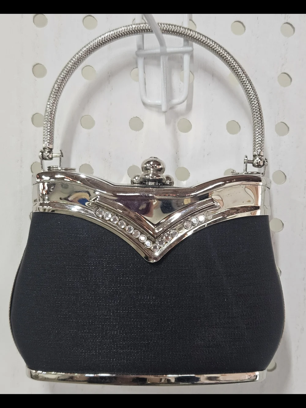 Source Unknown Black Evening Clutch with Silver Accents